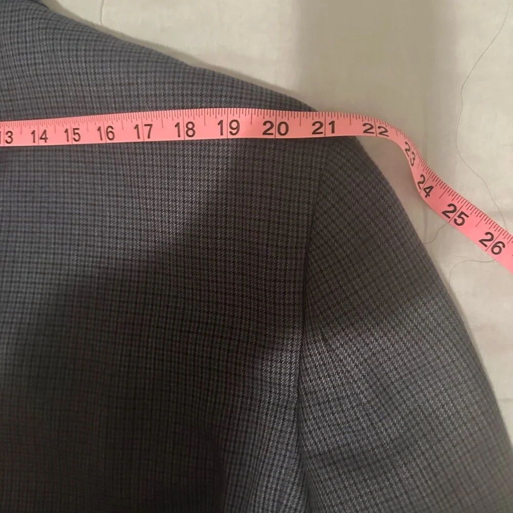 Chaps 48L Sport Coat Navy Blue Plaid Poly‎ Blend Two Button Lined.
